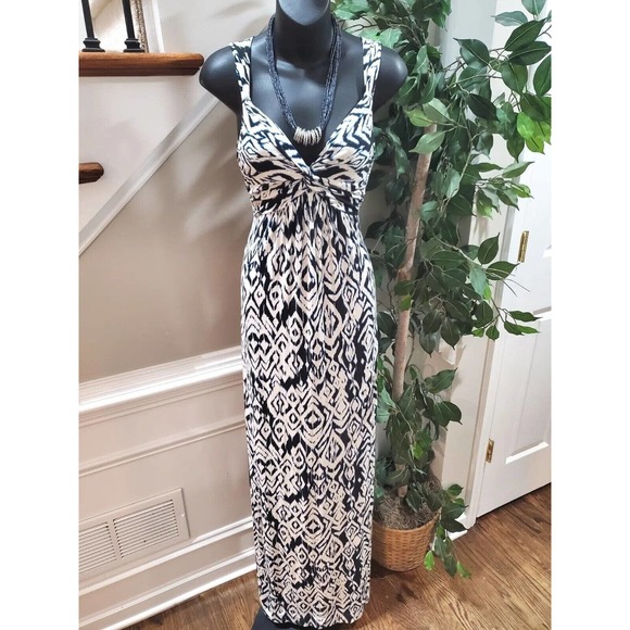 Tart Dresses & Skirts - Tart Women's White & Navy Modal V-Neck Sleeveless Casual Long Maxi Dress Size S